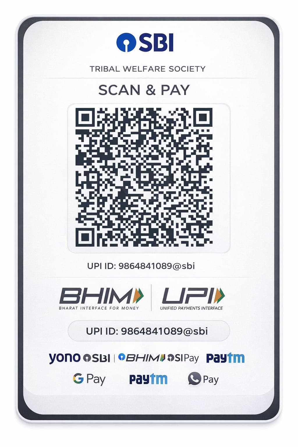 Tribal Welfare Society UPI QR Code – Scan to Pay
